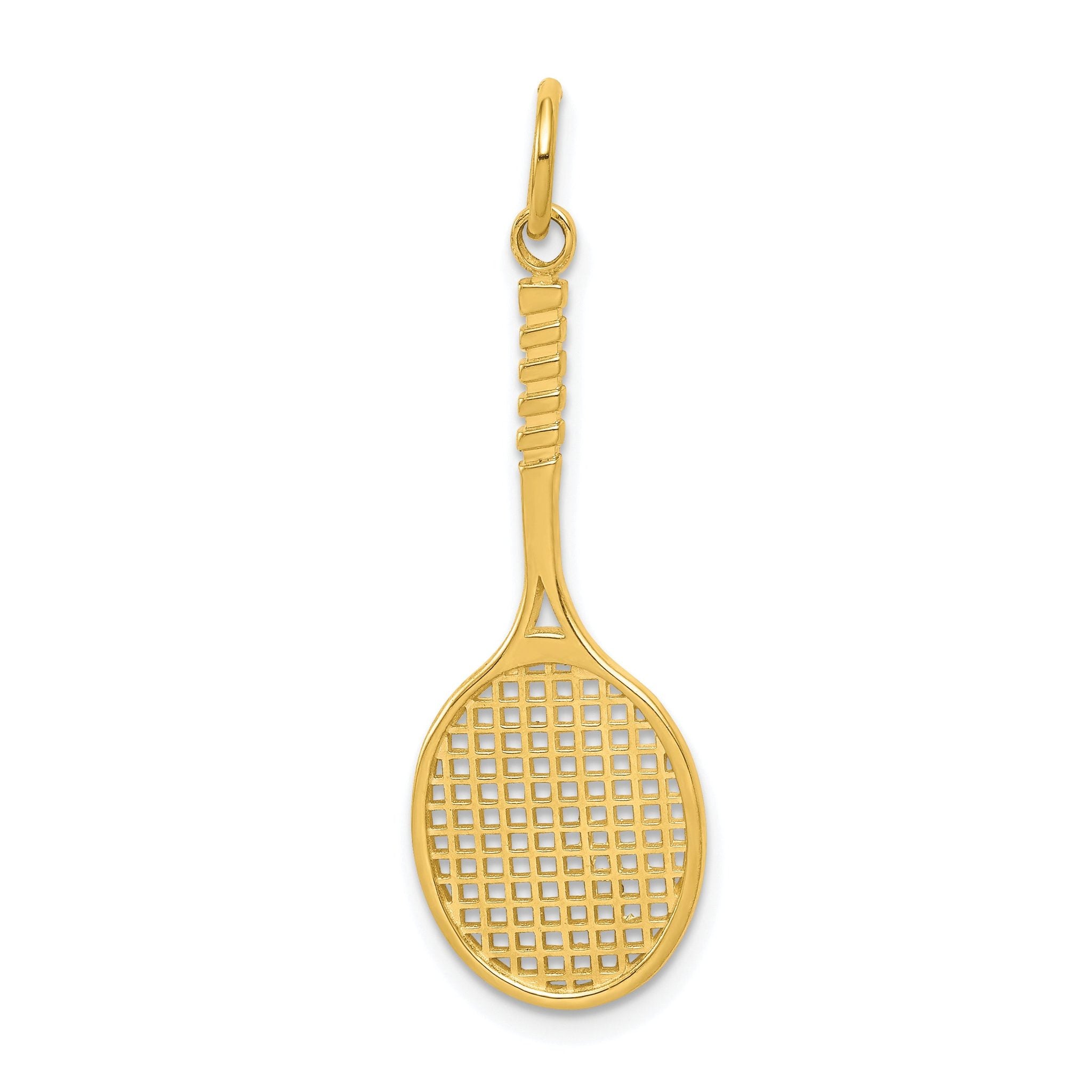 10K Gold Tennis Racquet Charm with Polished Solid Design