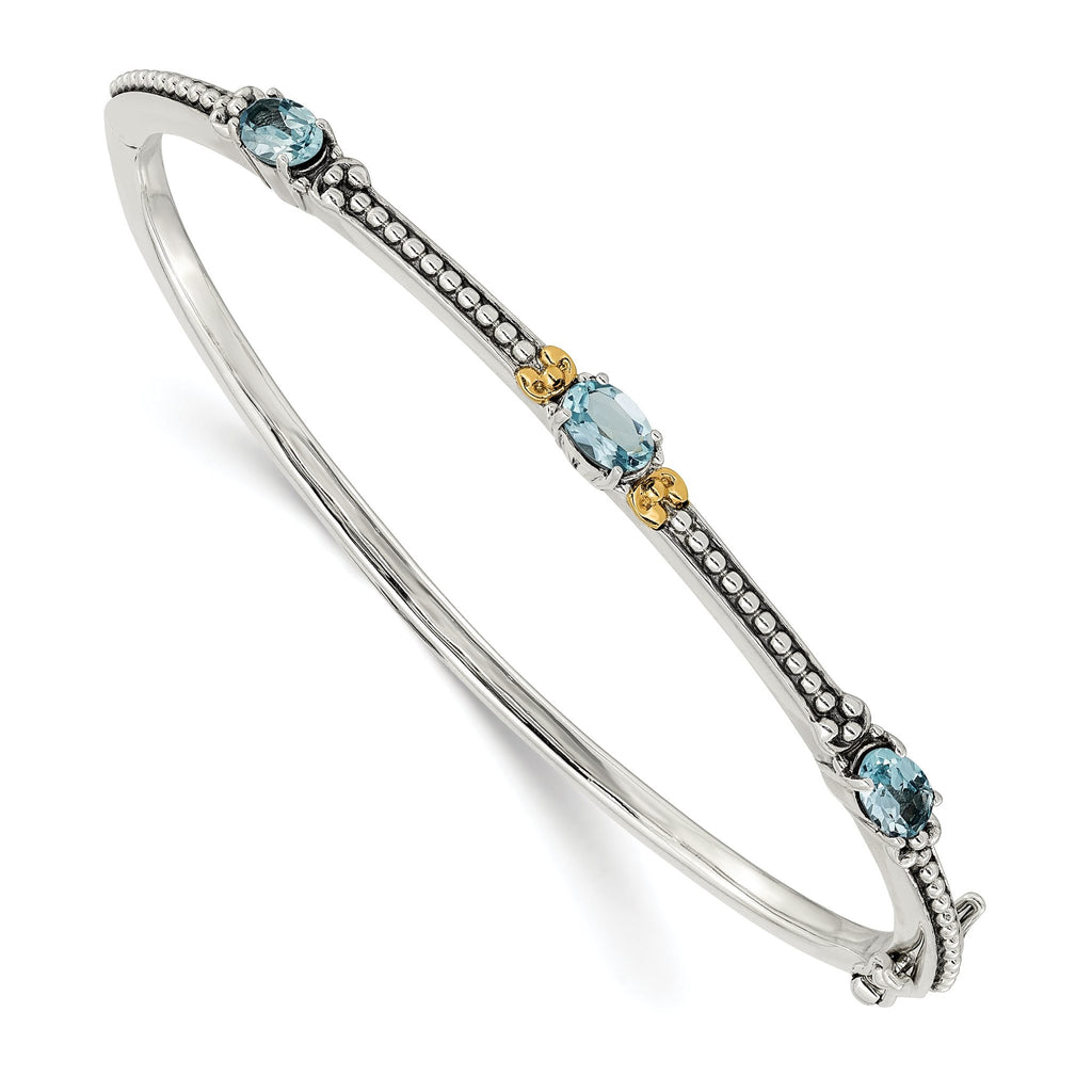 Shey Couture Sterling Silver 14K Gold Sky Blue Topaz Vintage Bangle