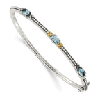 Shey Couture Sterling Silver 14K Gold Sky Blue Topaz Vintage Bangle