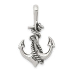 Sterling Silver 925 Men's Anchor Pendant with Antiqued Finish