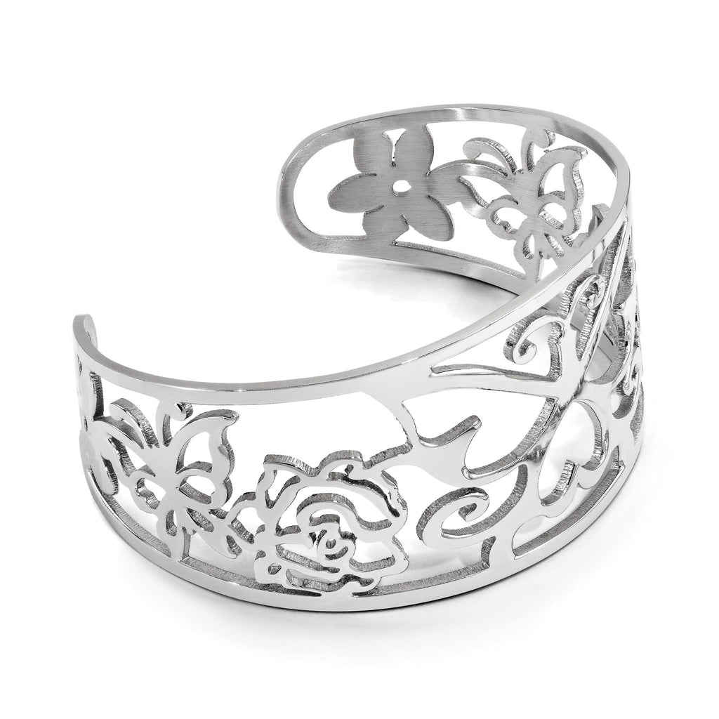 Stainless Steel Polished Fancy Cuff Bracelet for Women