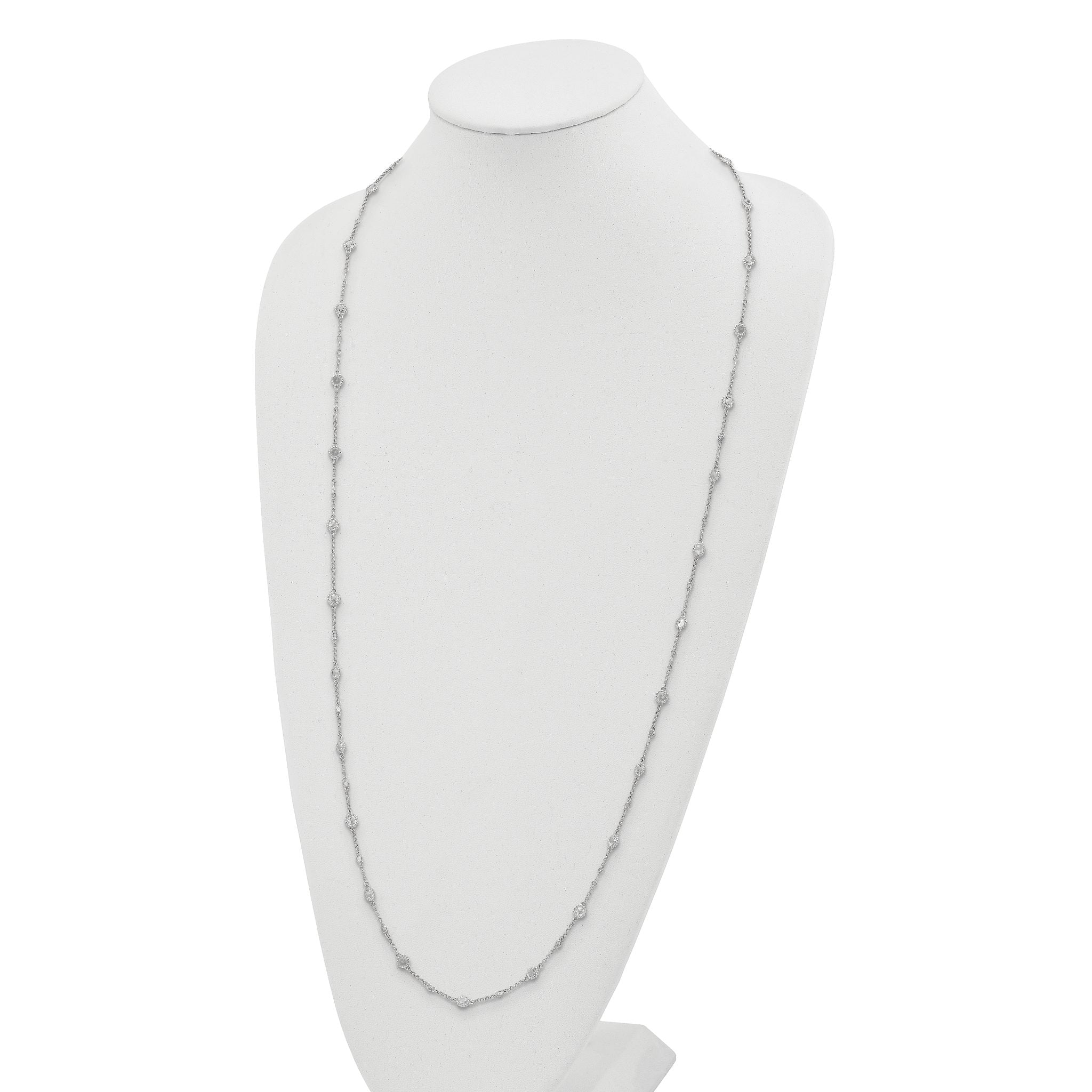 Sterling Silver Rhodium-plated White Topaz Station Necklace Secondary image