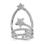 Pure Fire Sterling Silver Rhodium-platedod-plated Cubic Zirconi Star Ring
