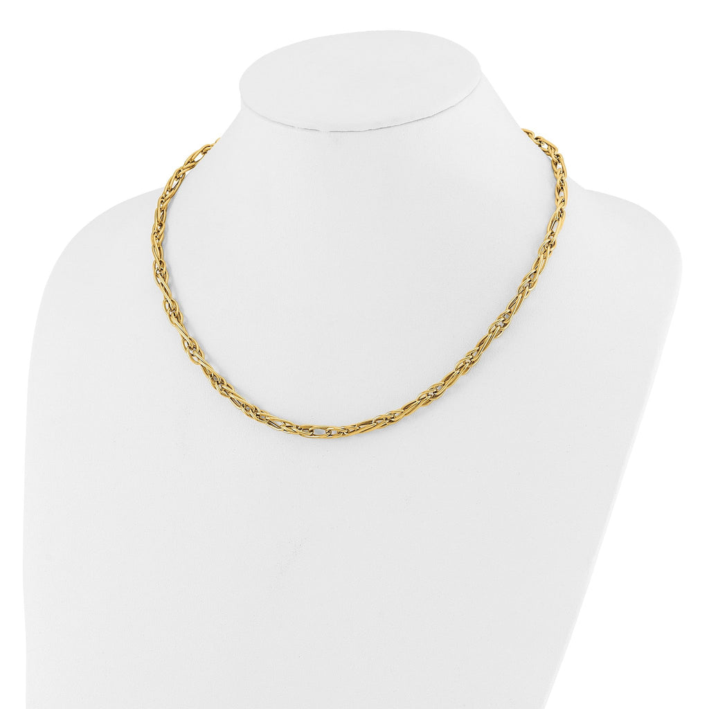 10K Polished Fancy Link w/1in ext. Necklace