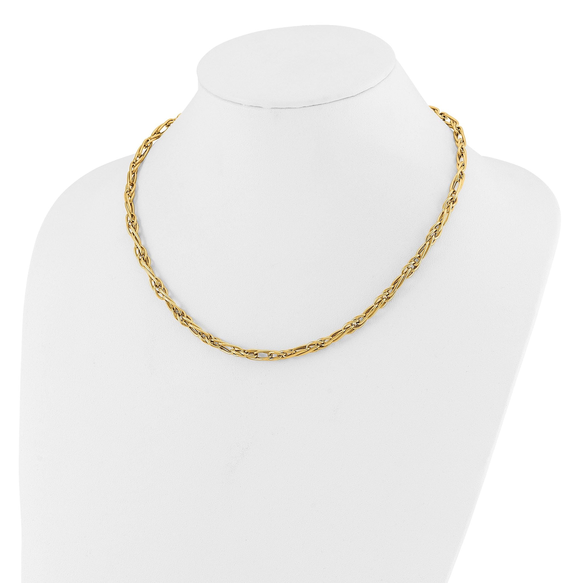 10K Polished Fancy Link w/1in ext. Necklace