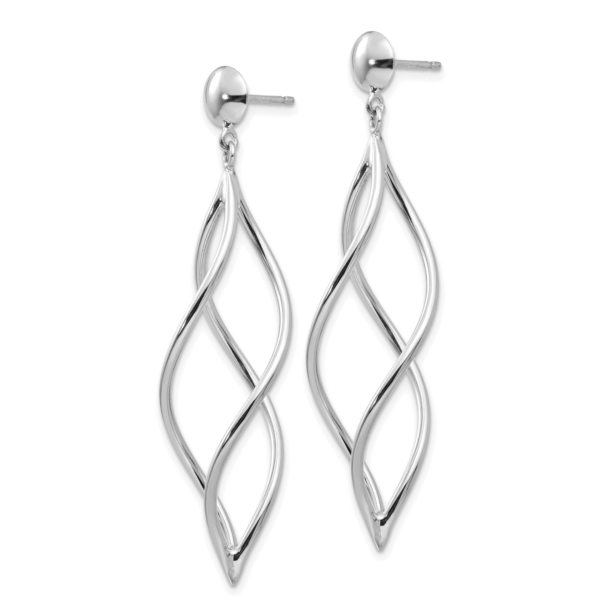 14k White Gold Swirl Dangle Earrings Secondary image