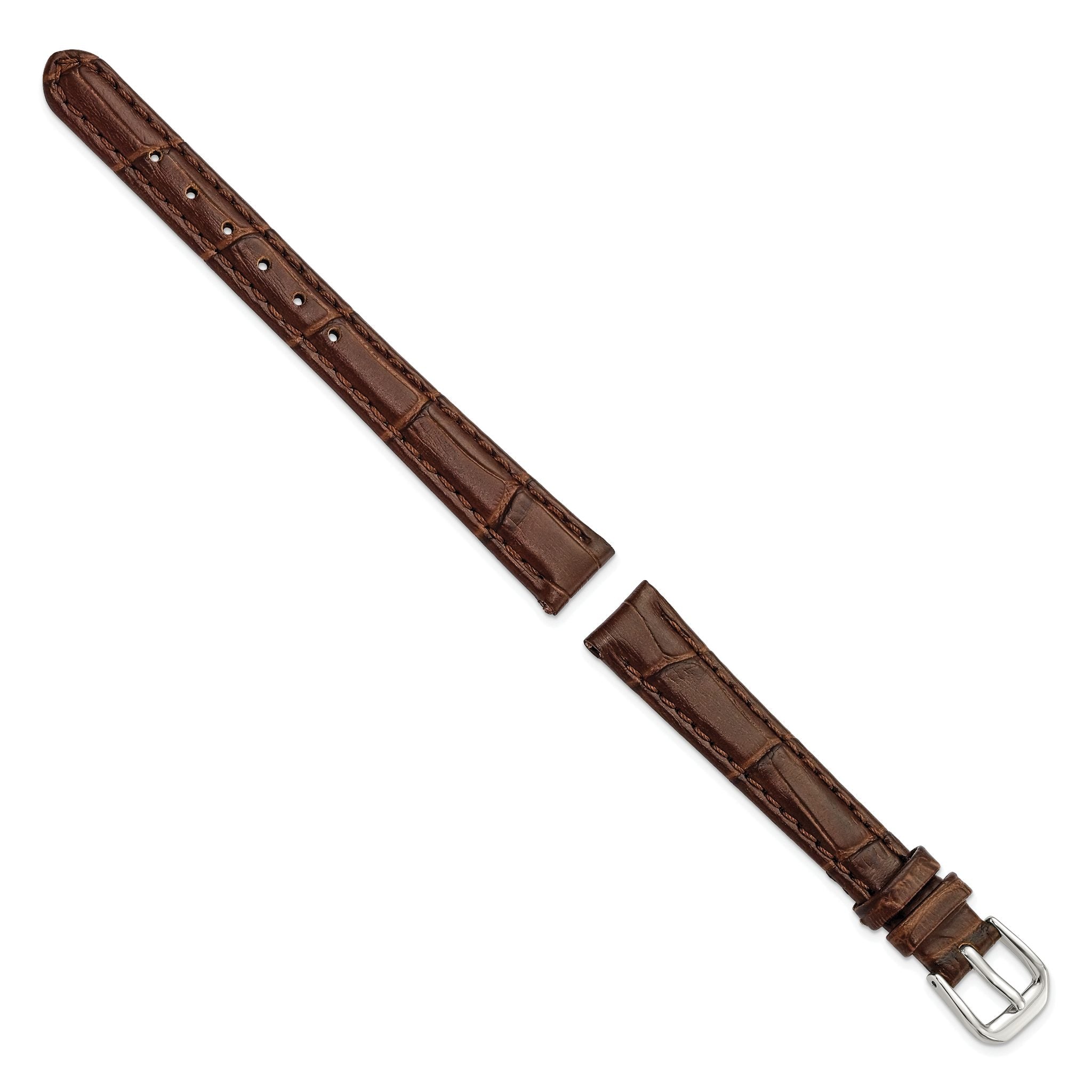 Alligator-Grain Leather Watch Band in Brown, 14mm