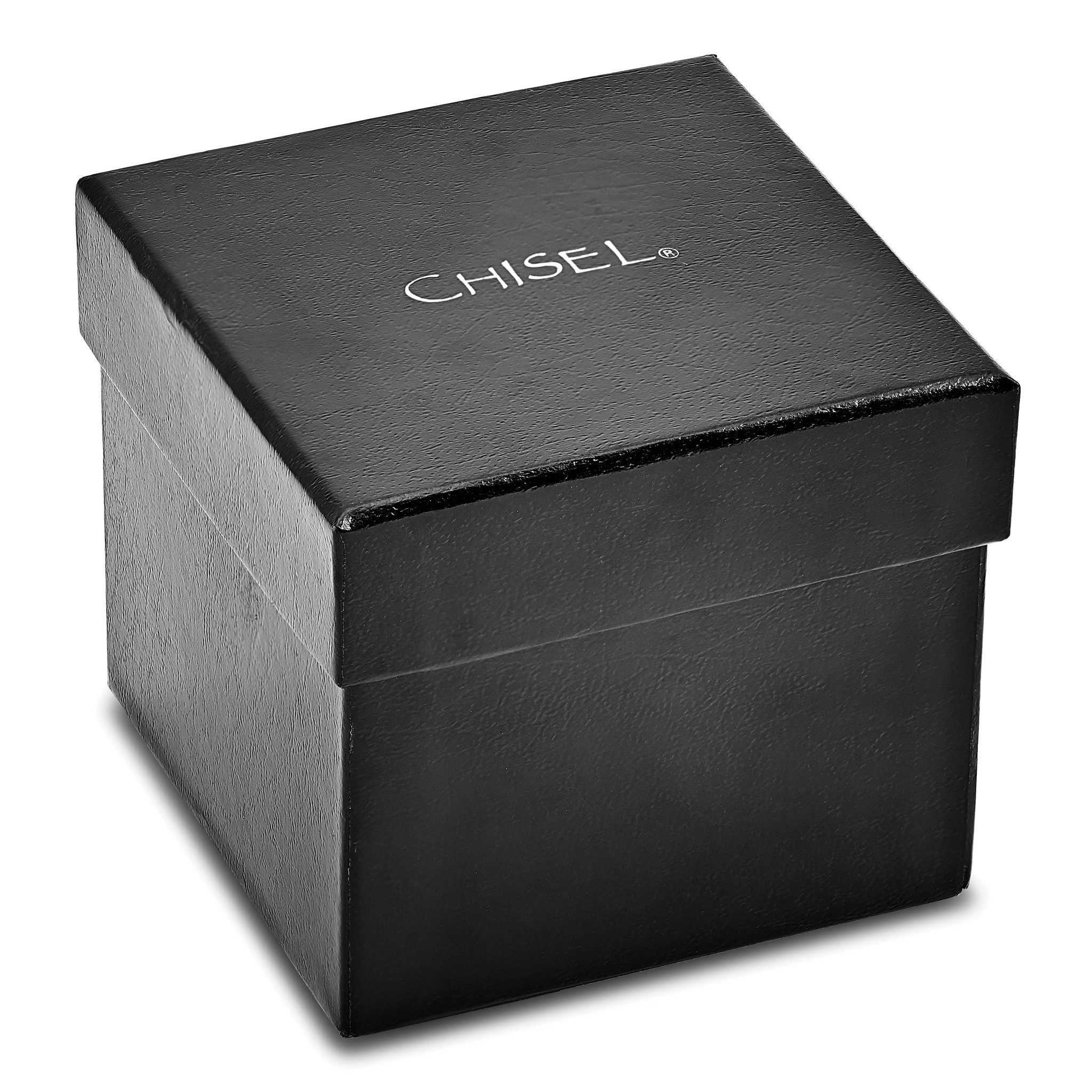 Chisel Stainless Steel Brushed Black IP-plated with CZ  DAD 8.75 inch Bracelet and 24 inch Necklace Set