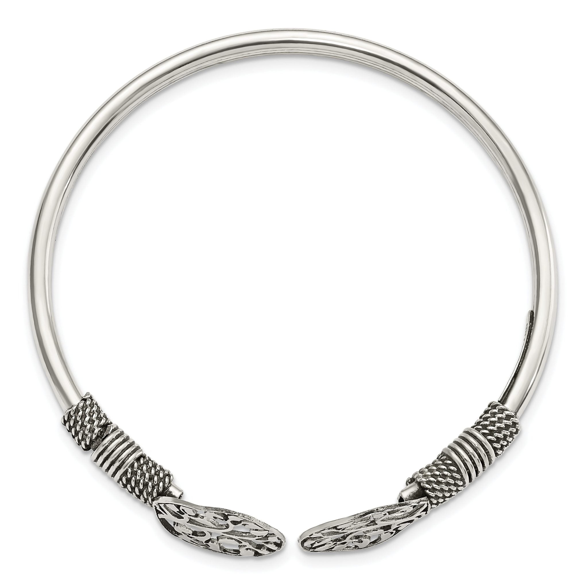 Sterling Silver 925 Flexible Tree Cuff Bracelet with Polished Antiqued Finish Secondary image