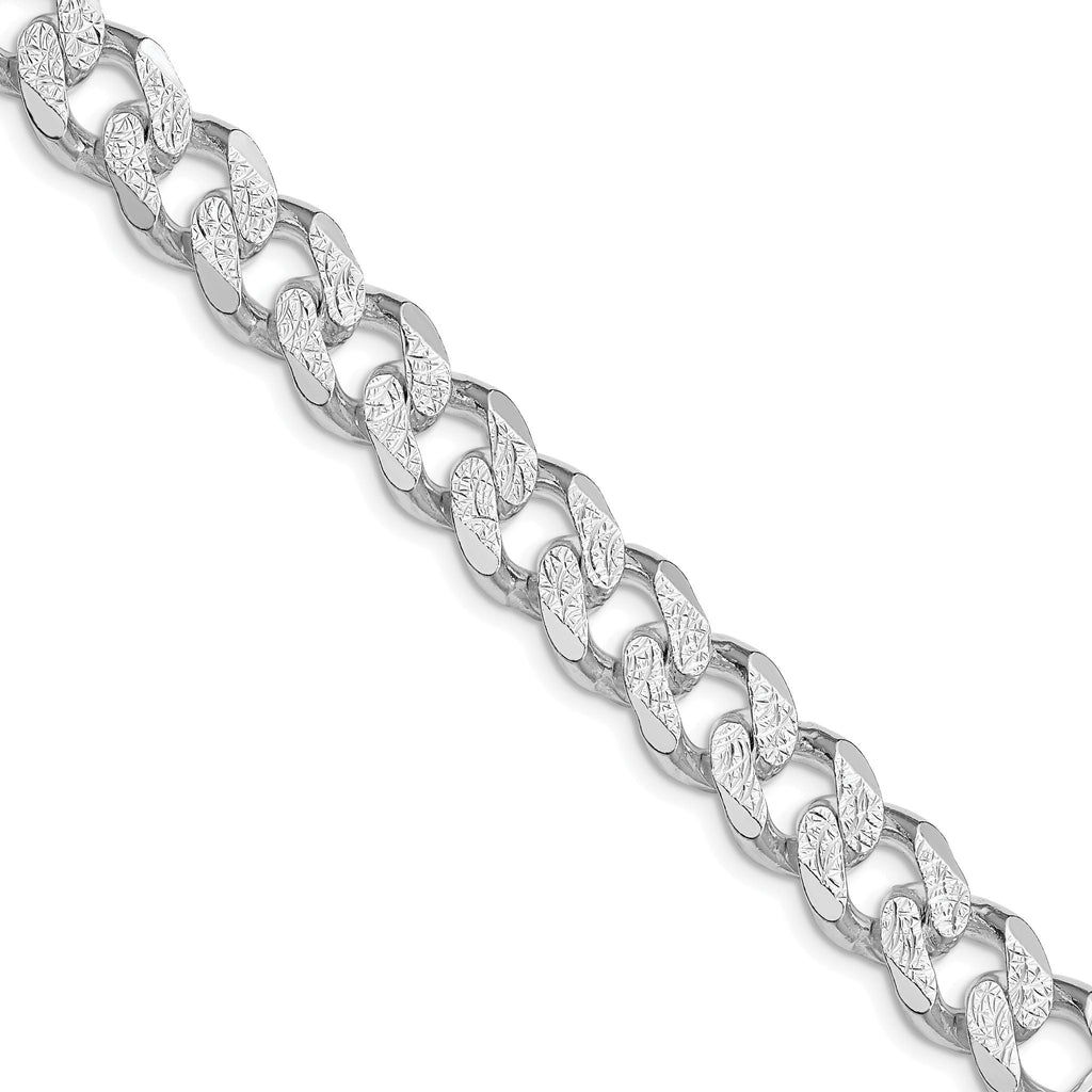 Sterling Silver Rhodium-plated 11.0mm Pavâ Curb Chain