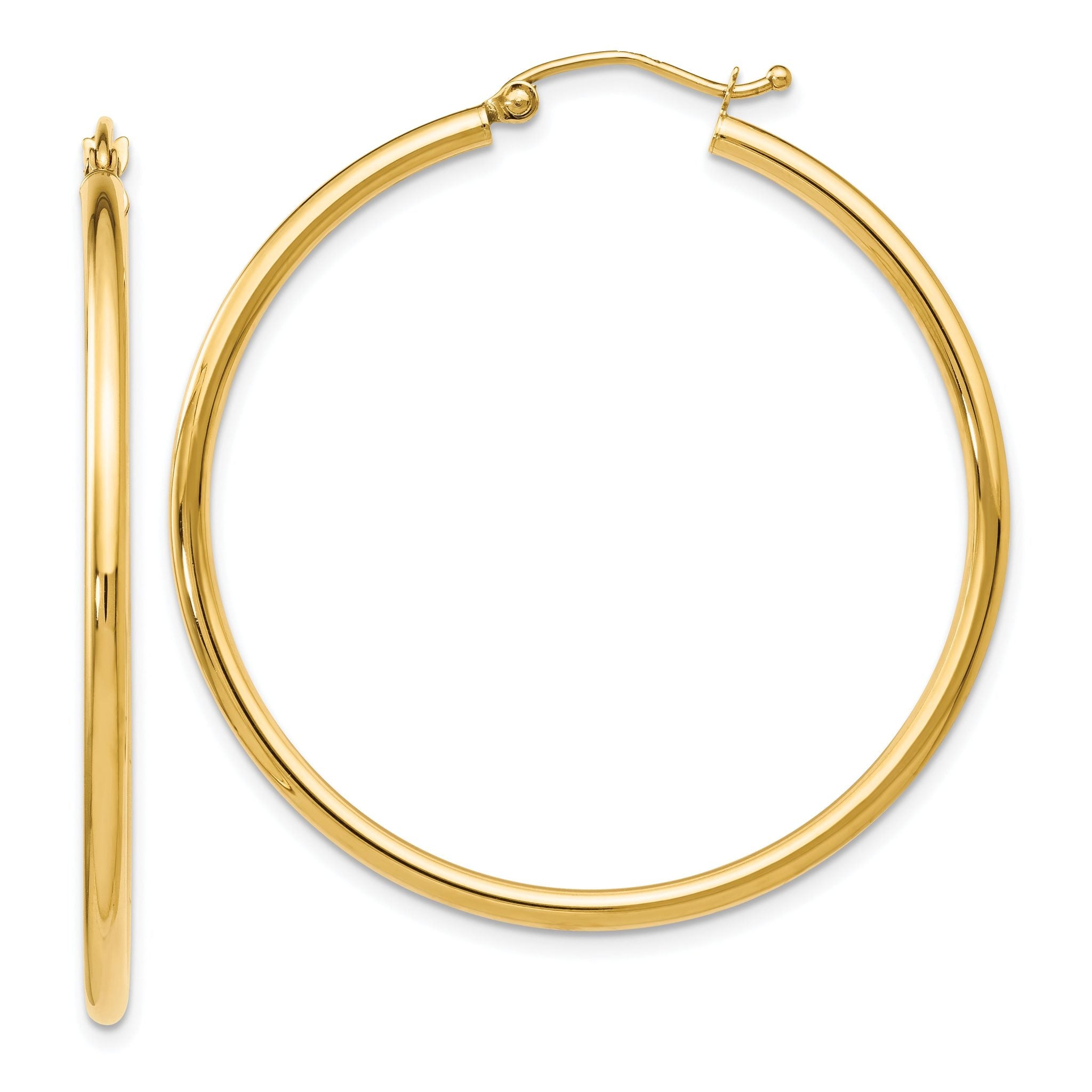 14K Gold Polished Hoop Earrings 40mm Hollow Design with Lifetime Guarantee Main image