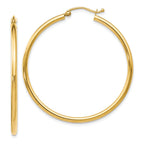 14K Gold Polished Hoop Earrings 40mm Hollow Design with Lifetime Guarantee