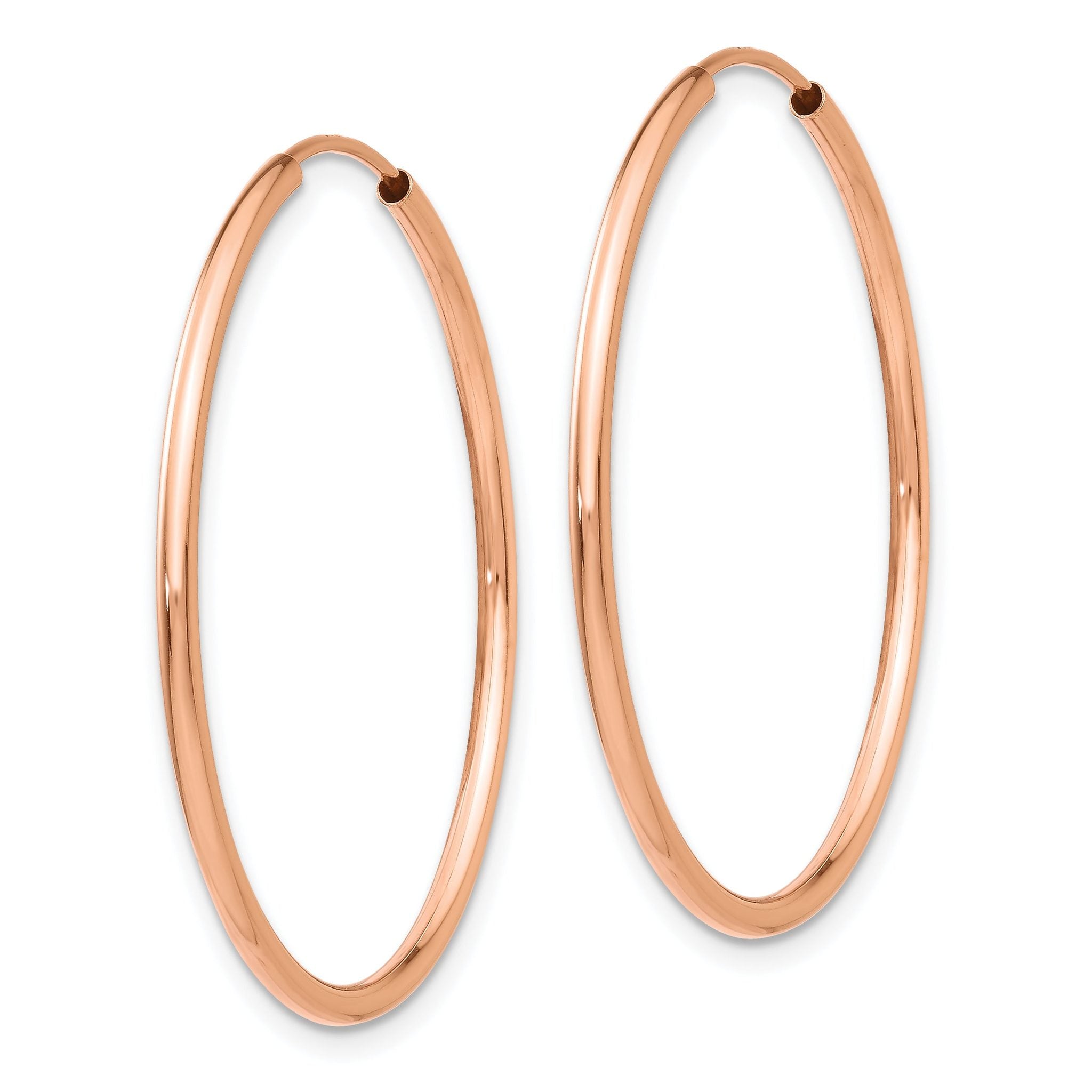 14k Rose Gold Polished Endless Tube Hoop Earrings Secondary image