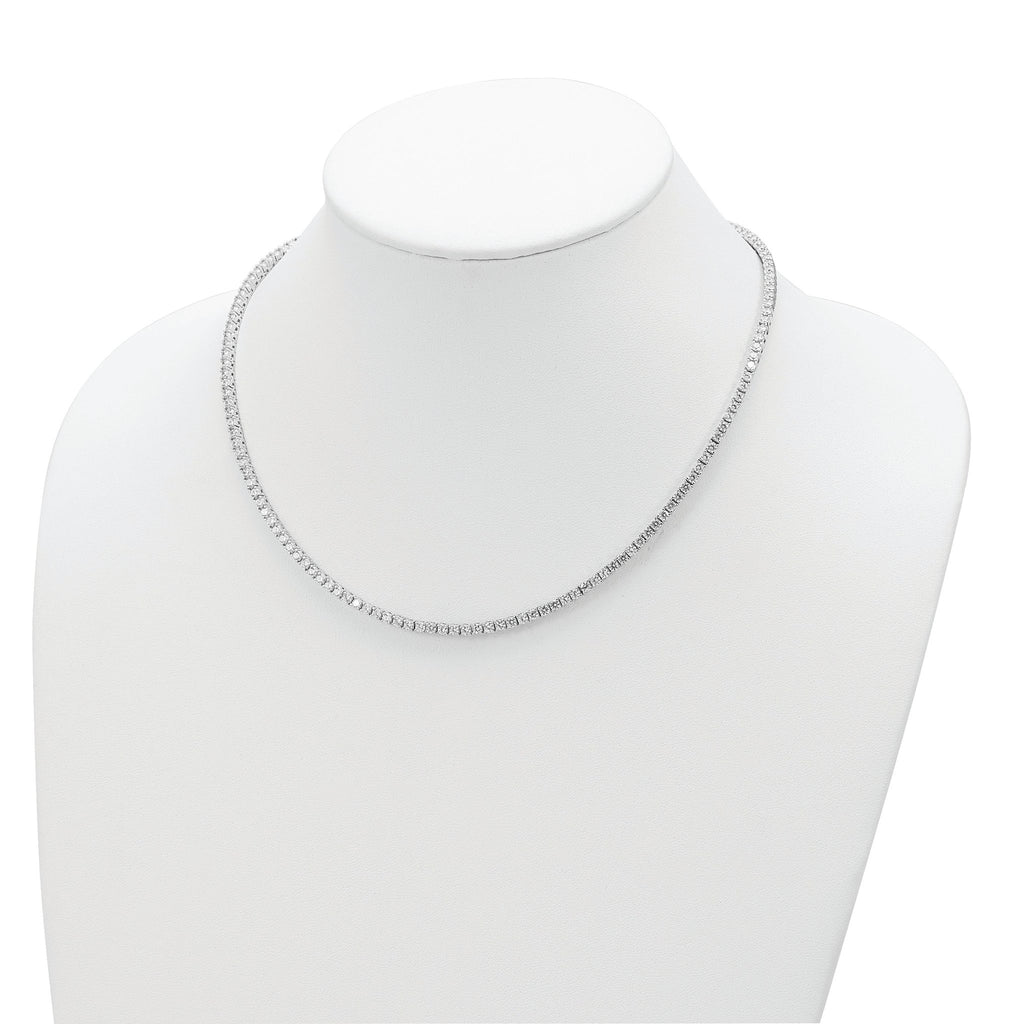 Cheryl 925 Sterling Silver CZ Necklace with Rhodium Plating, Elegant Design