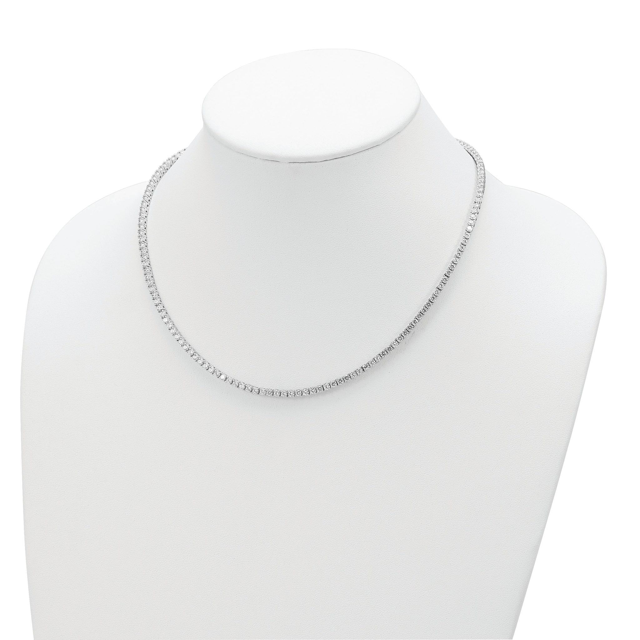 Cheryl 925 Sterling Silver CZ Necklace with Rhodium Plating, Elegant Design
