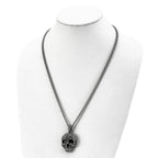 Sophia Jewelers Men's Antiqued Stainless Steel Skull Pendant Necklace Gift Ready