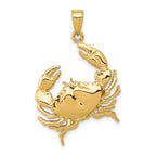 14K Gold Men's Stone Crab Pendant with Extended Claw Polished Finish