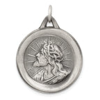Sterling Silver 925 Antiqued Jesus Medal Pendant Vintage Inspired
