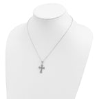 Sophia Jewelers Sterling Silver Diamond and Sapphire Cross Necklace