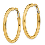 14k 4x35mm Polished Round Omega Back Hoop Earrings