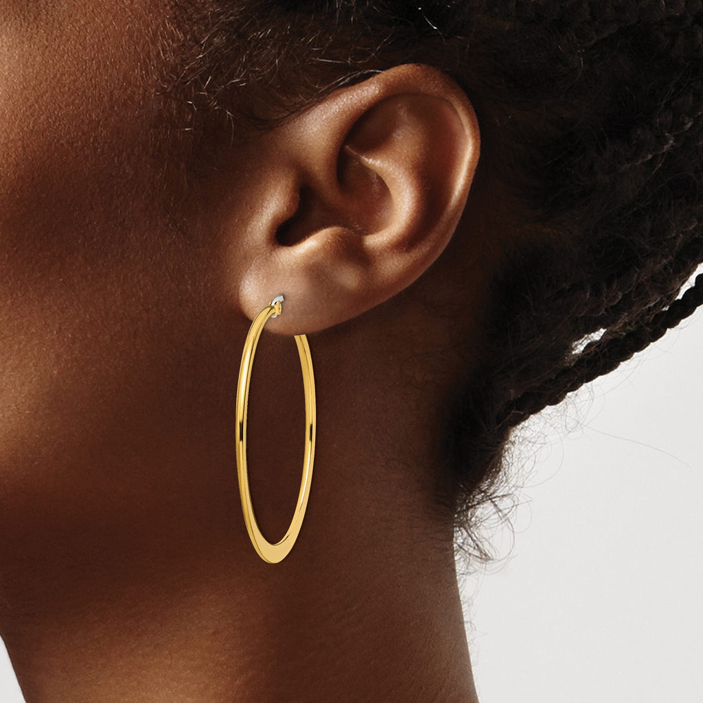 Stainless Steel Gold-Tone Polished Hoop Earrings for Women