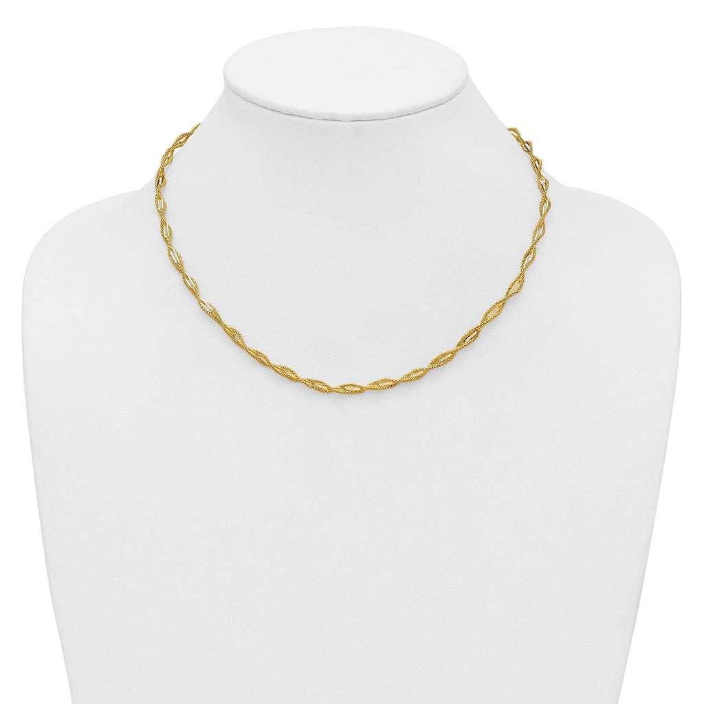 14K Polished and Textured Twist Necklace