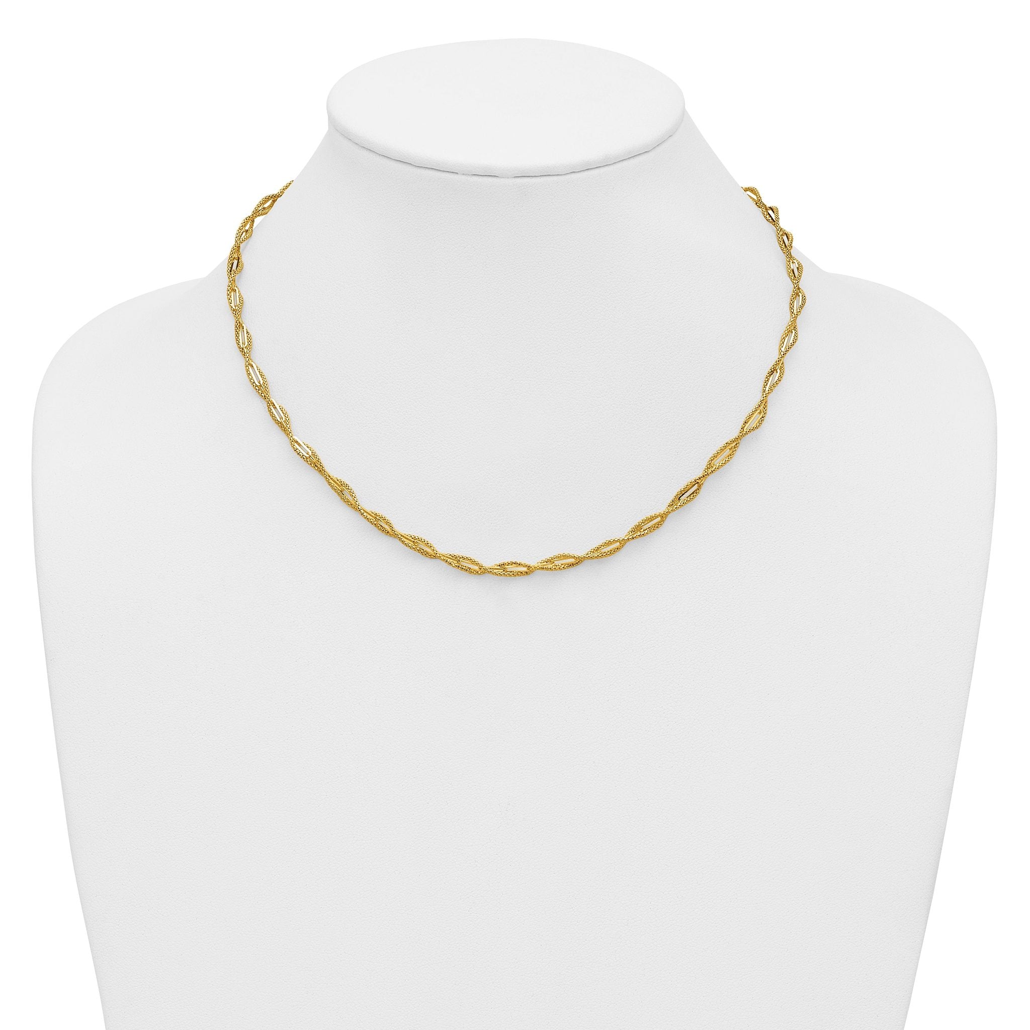 14K Polished and Textured Twist Necklace
