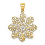 14K w/ Rhodium D/C Flower Charm