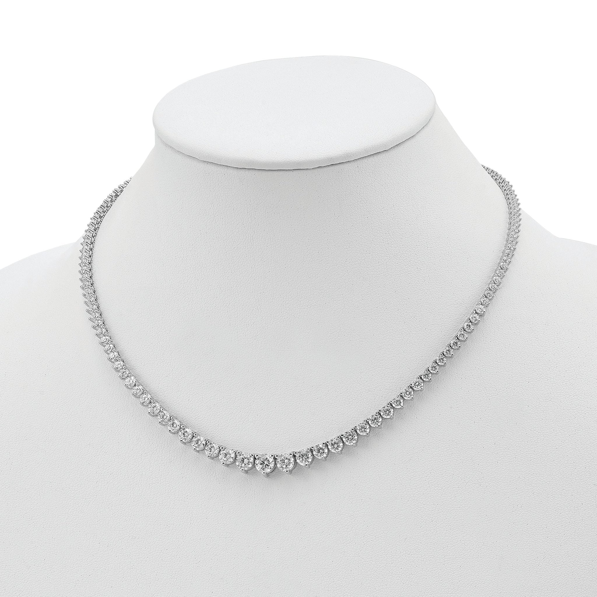 Sterling Shimmer Sterling Silver Rhodium-plated 17 inch 132 Stone Graduated CZ Necklace Secondary image