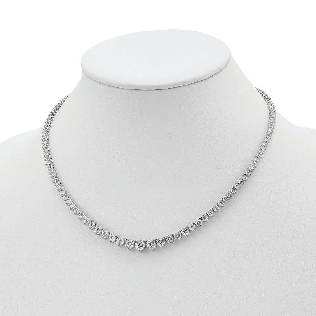 Sterling Shimmer Sterling Silver Rhodium-plated 17 inch 132 Stone Graduated CZ Necklace