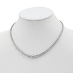 Sterling Shimmer Sterling Silver Rhodium-plated 17 inch 132 Stone Graduated CZ Necklace