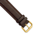 Smooth Leather Watch Band in Dark Brown with Gold-Tone Buckle, 19mm