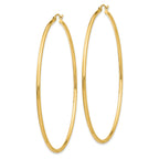 14k Polished 2x70mm Round Tube Hoop Earrings