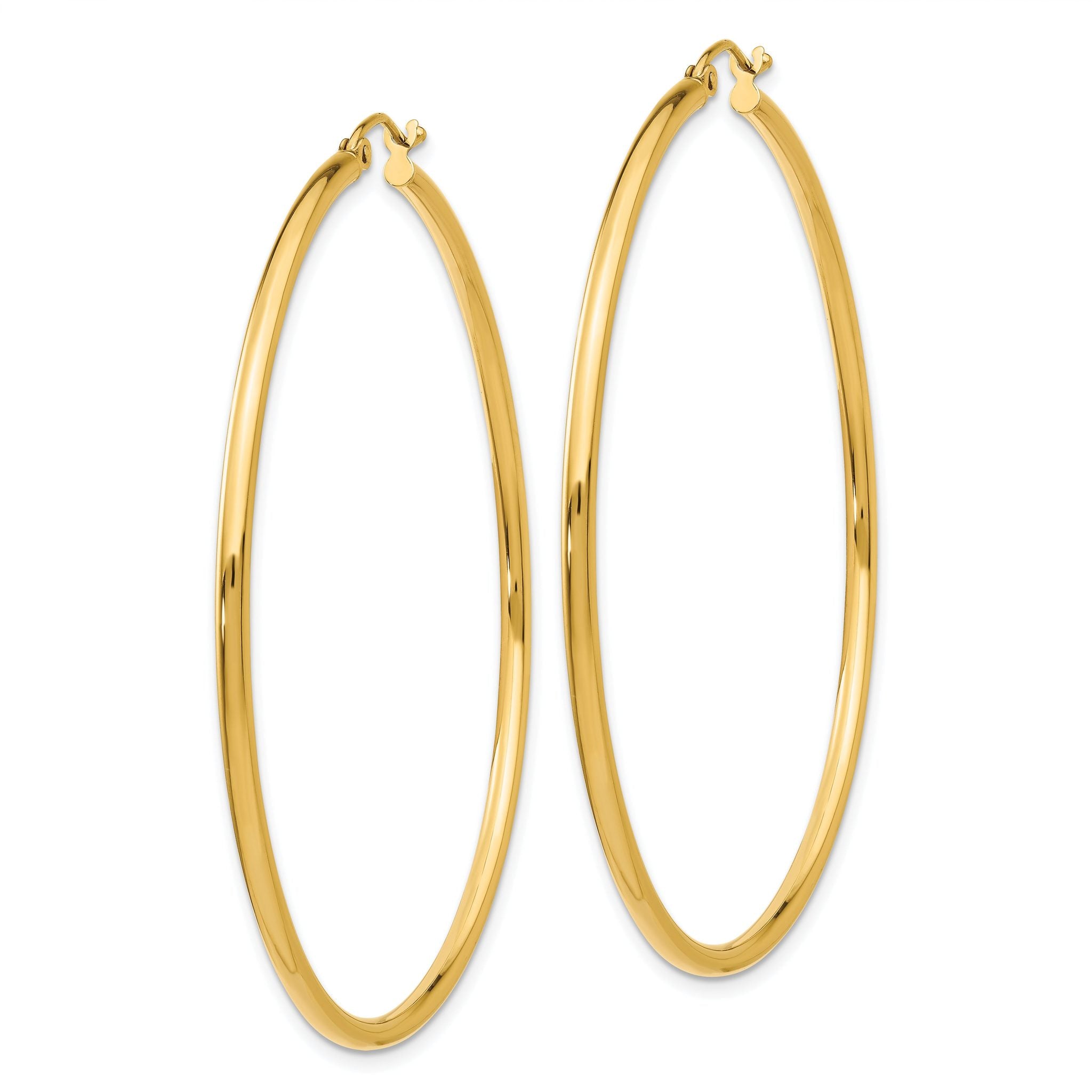 10K Yellow Gold Polished Hoop Earrings  50mm Elegant Tube Design for Women Secondary image