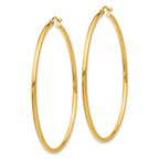 10K Yellow Gold Polished Hoop Earrings  50mm Elegant Tube Design for Women