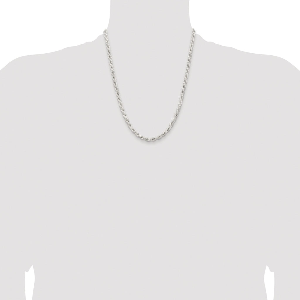 Sterling Silver Rhodium-plated 5mm Solid Rope Chain