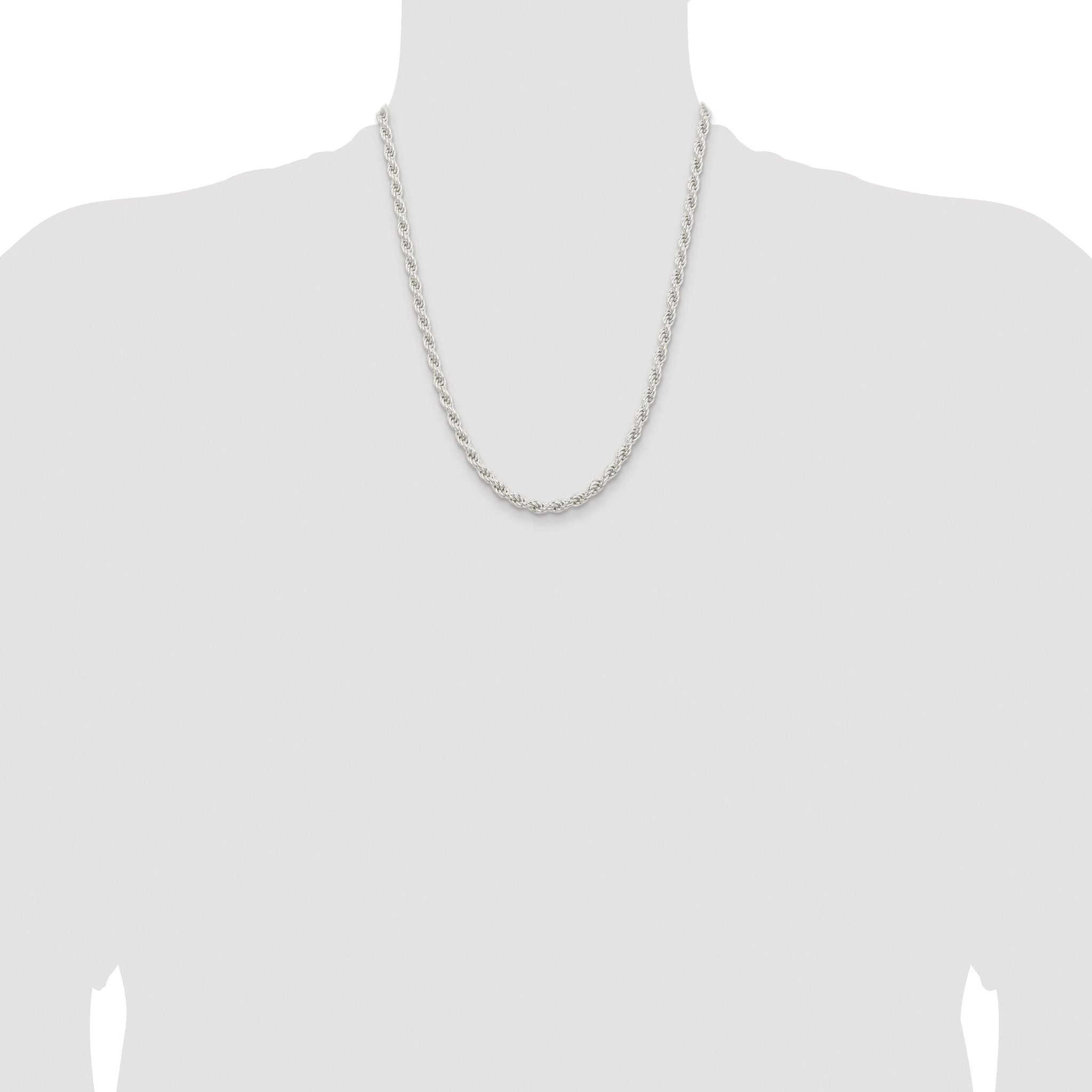 Sterling Silver Rhodium-plated 5mm Solid Rope Chain
