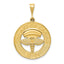 14K Gold RN Pendant with Polished Finish and Textured Back
