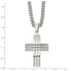 Men's Stainless Steel Cross Necklace with Brushed & Polished Finish 24 Curb Chain