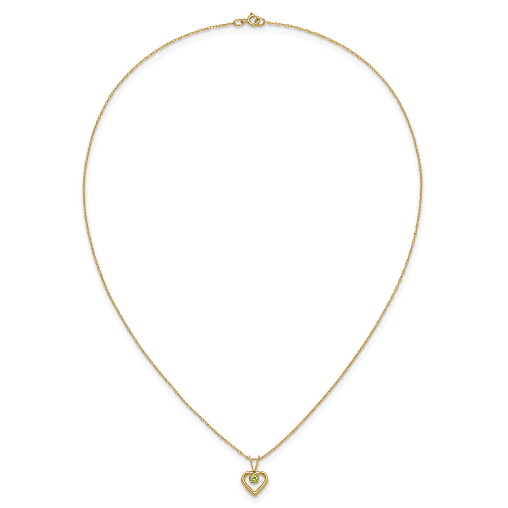 10k Madi K 3mm Peridot Heart Birthstone Necklace