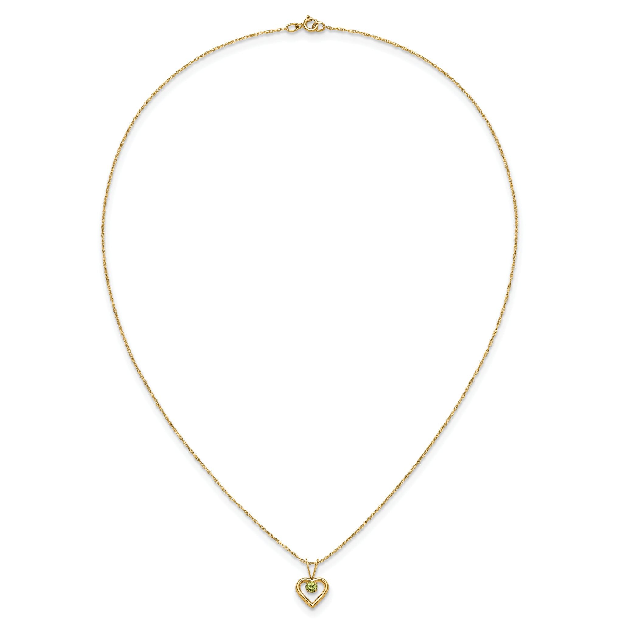 10k Madi K 3mm Peridot Heart Birthstone Necklace