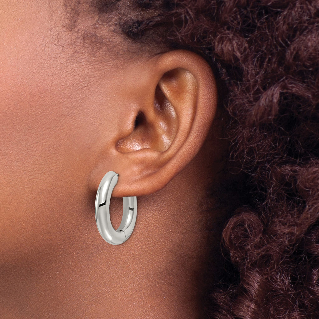 Stainless Steel Polished Hinged Huggie Hoop Earrings