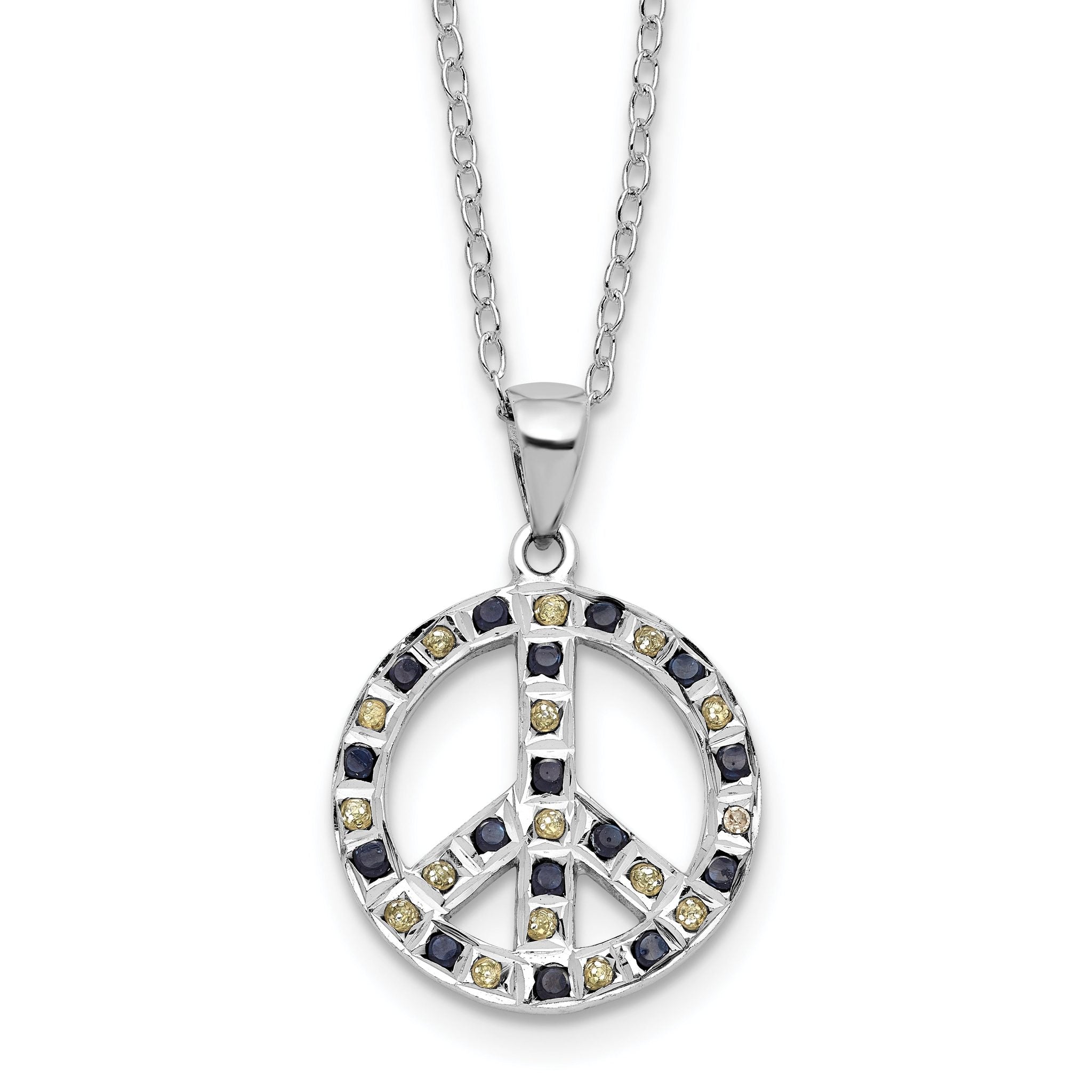 SS Platinum-plated Diamond Mystique Black and White Peace Sign Necklace Main image