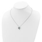 Cheryl M Sterling Silver Rhodium-plated Brilliant-cut Green Glass and Brilliant-cut White CZ Four Leaf Clover 18 Inch Necklace