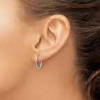 10K White Gold Endless Hoop Earrings with Polished Rhodium Finish 16mm