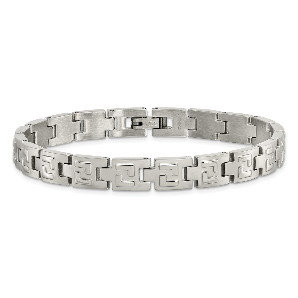 Stainless Steel Brushed and Polished Link Bracelet for Men