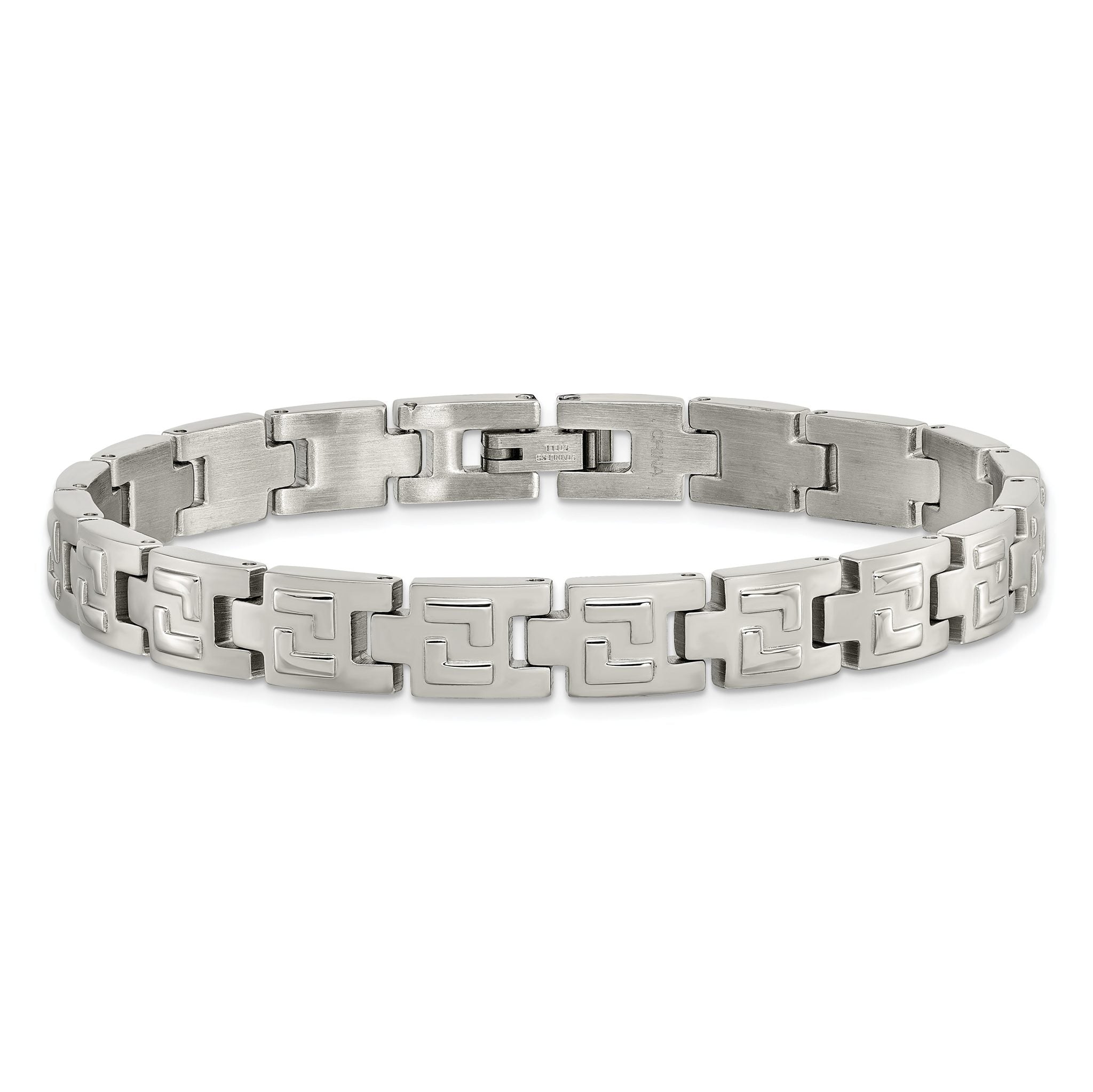 Stainless Steel Brushed and Polished Link Bracelet for Men