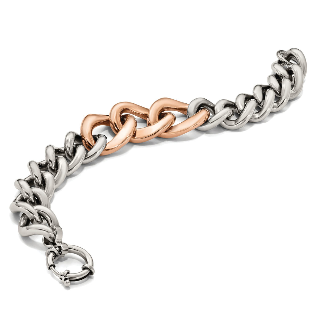 Stainless Steel Polished Rose IP-plated Bracelet for Men