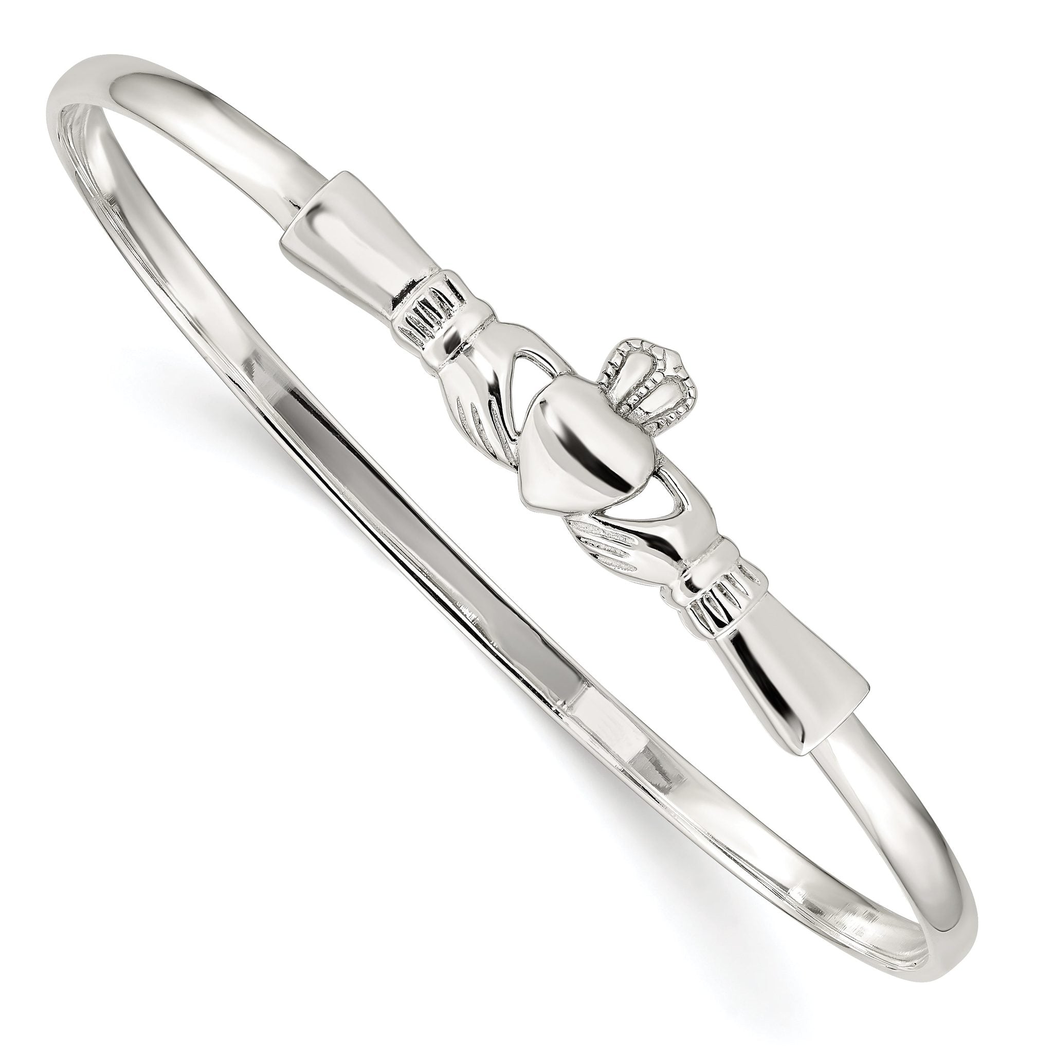 Sophia Jewelers Sterling Silver Claddagh Bangle with Polished Antiqued Finish Main image