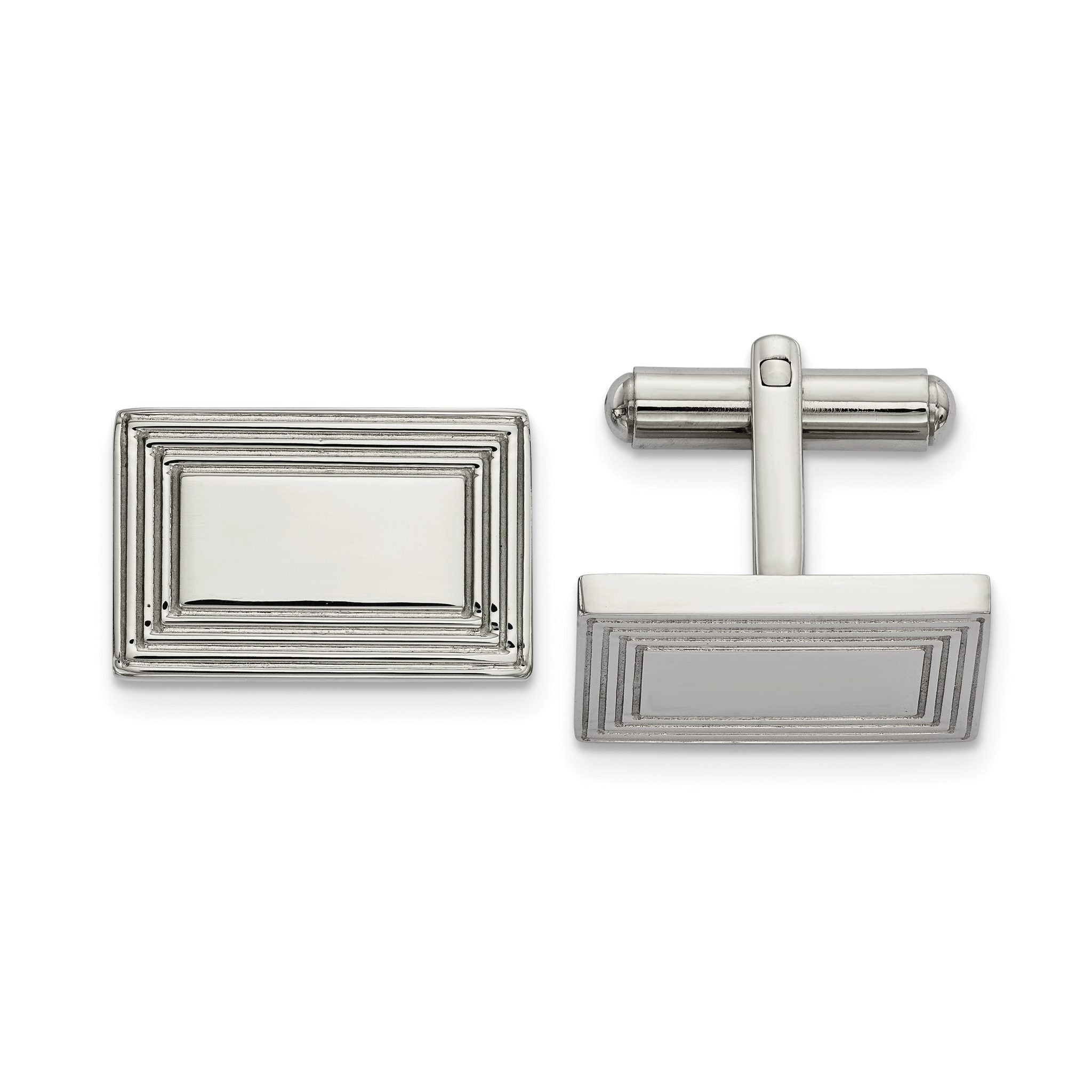 Polished Rectangle Cufflinks in Stainless Steel Main image